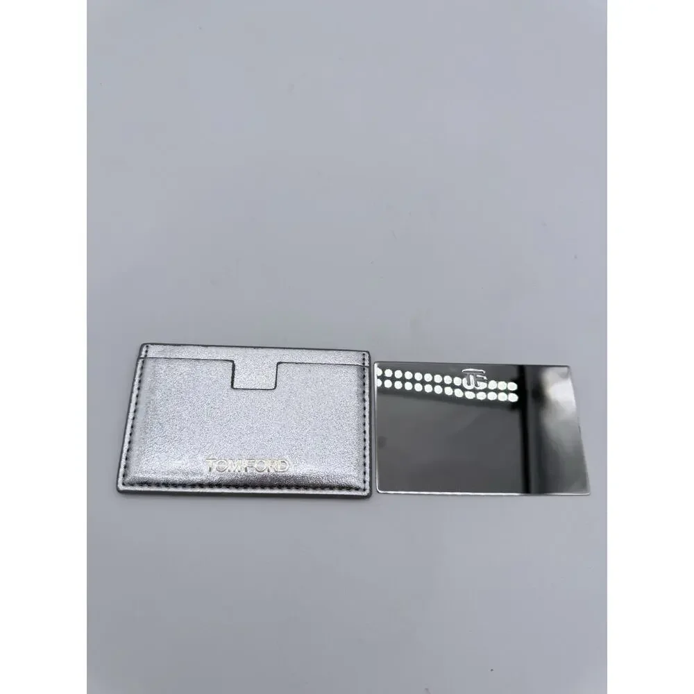 Tom Ford Pocket Mirror With Card Case Wallet Holder Silver